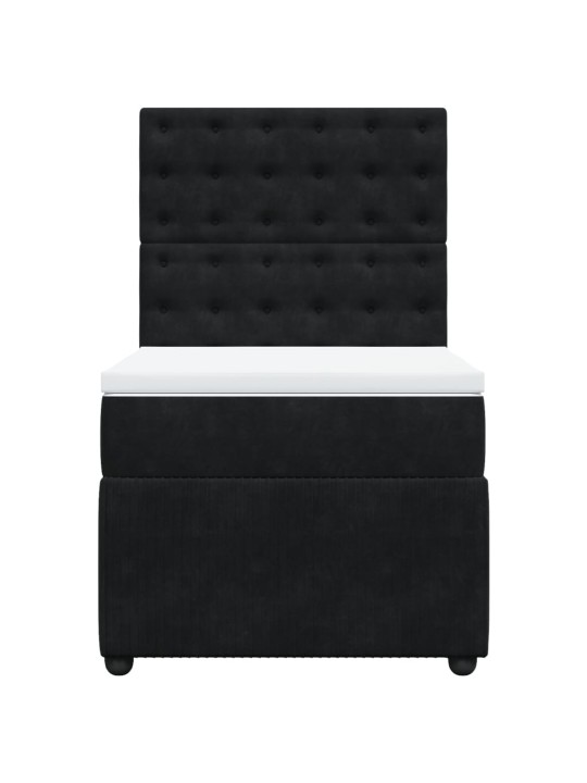 Box spring postel s matrací černá 90x200 cm samet