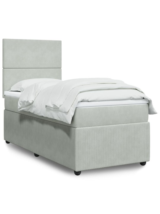 Box spring postel s matrací světle šedá 100x200 cm samet