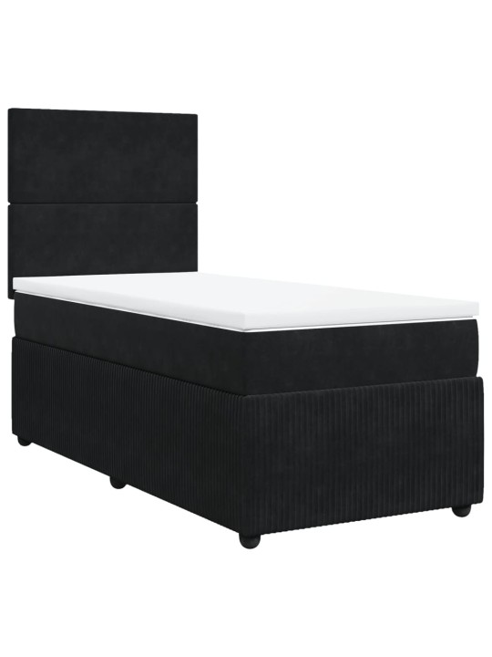 Box spring postel s matrací černá 100x200 cm samet