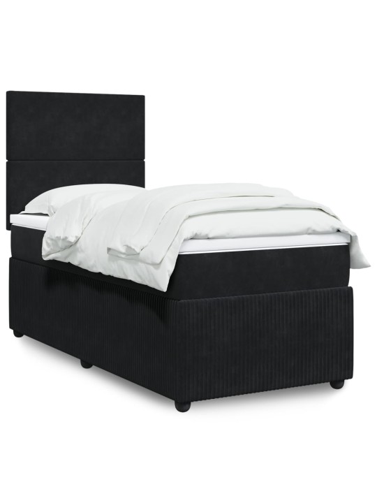 Box spring postel s matrací černá 100x200 cm samet