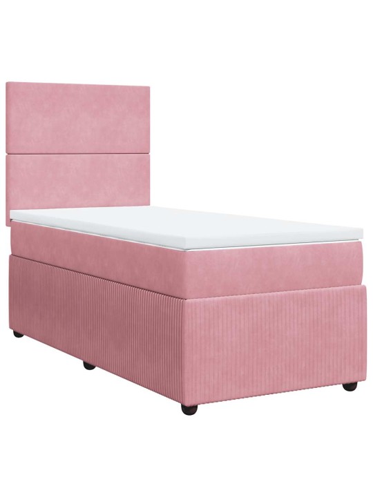 Box spring postel s matrací růžová 100x200 cm samet