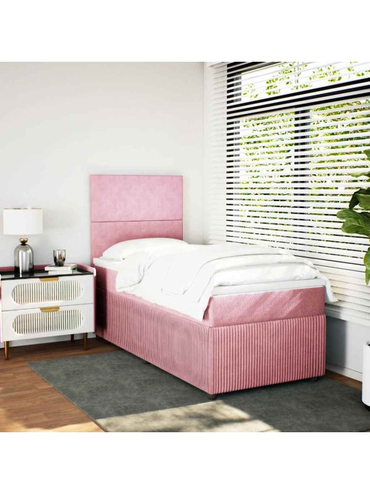 Box spring postel s matrací růžová 100x200 cm samet