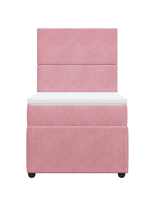 Box spring postel s matrací růžová 100x200 cm samet