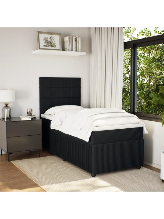 Box spring postel s matrací černá 100x200 cm samet