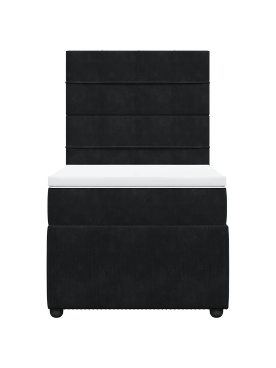 Box spring postel s matrací černá 100x200 cm samet