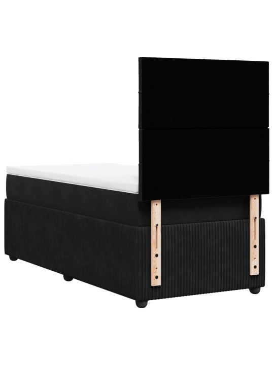 Box spring postel s matrací černá 100x200 cm samet
