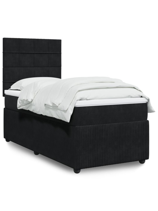 Box spring postel s matrací černá 100x200 cm samet