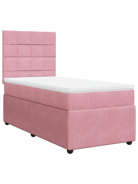 Box spring postel s matrací růžová 100x200 cm samet