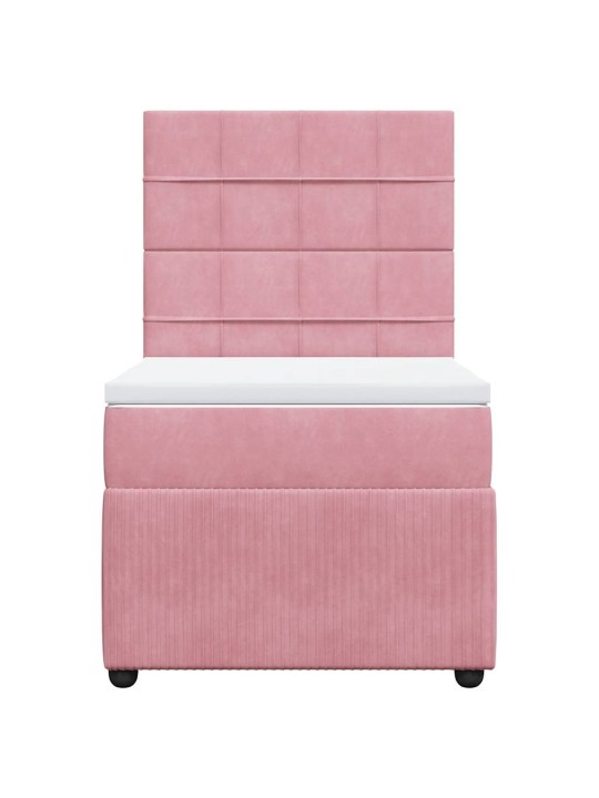 Box spring postel s matrací růžová 100x200 cm samet