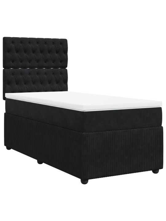 Box spring postel s matrací černá 100x200 cm samet