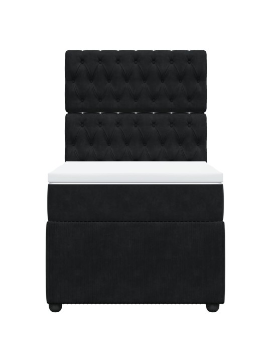 Box spring postel s matrací černá 100x200 cm samet
