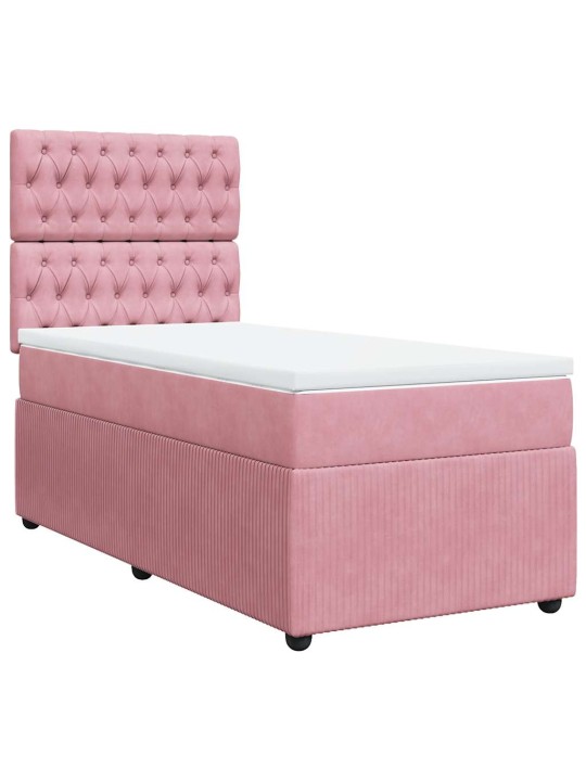 Box spring postel s matrací růžová 100x200 cm samet