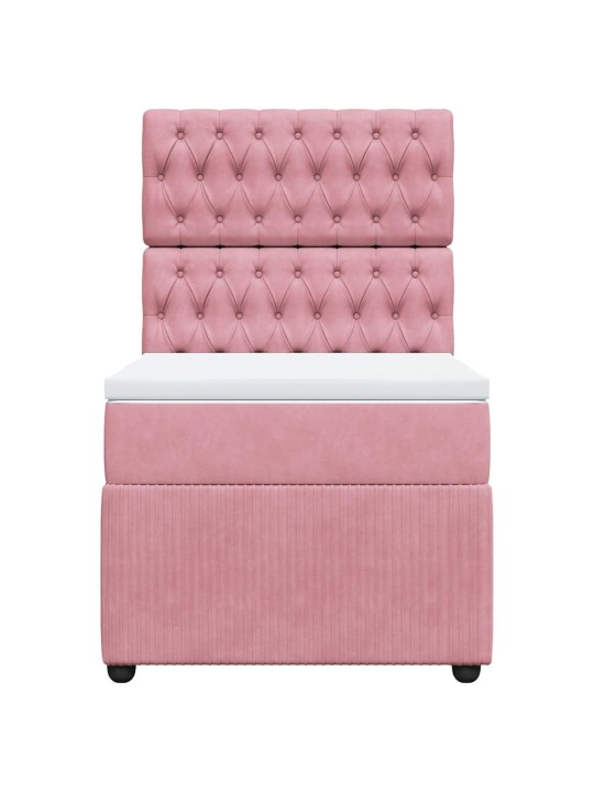 Box spring postel s matrací růžová 100x200 cm samet