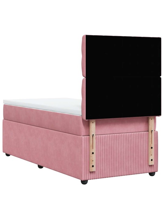 Box spring postel s matrací růžová 100x200 cm samet
