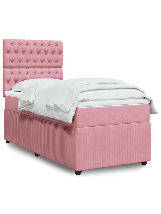 Box spring postel s matrací růžová 100x200 cm samet