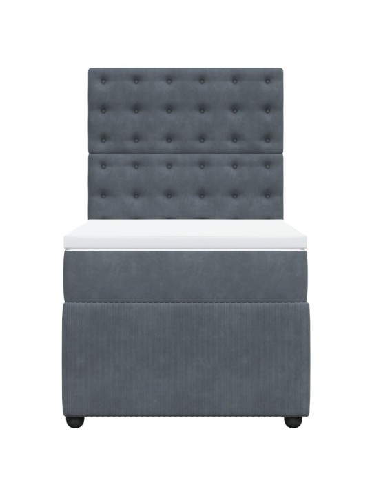 Box spring postel s matrací tmavě šedá 100x200 cm samet