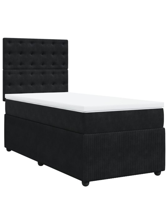 Box spring postel s matrací černá 100x200 cm samet