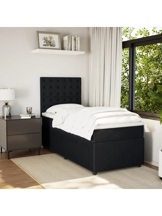 Box spring postel s matrací černá 100x200 cm samet