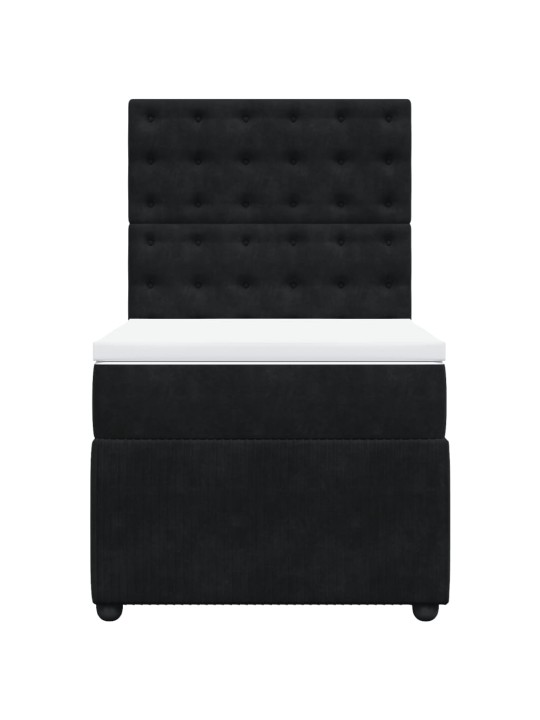 Box spring postel s matrací černá 100x200 cm samet