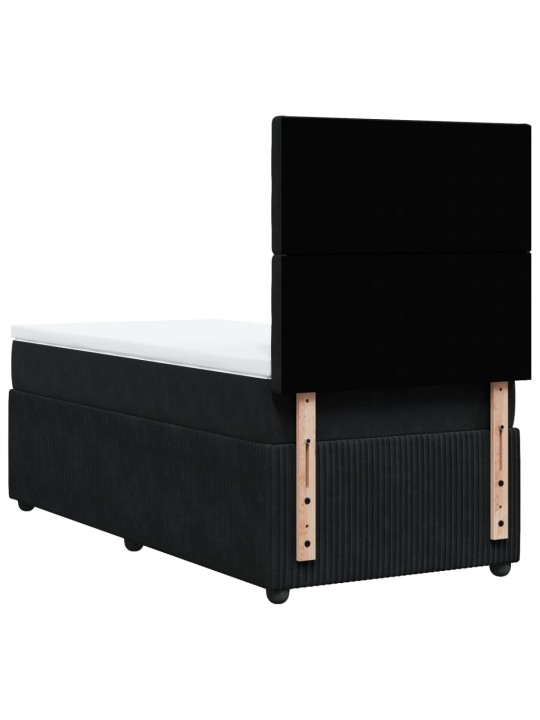 Box spring postel s matrací černá 100x200 cm samet