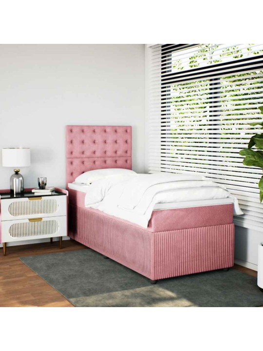 Box spring postel s matrací růžová 100x200 cm samet