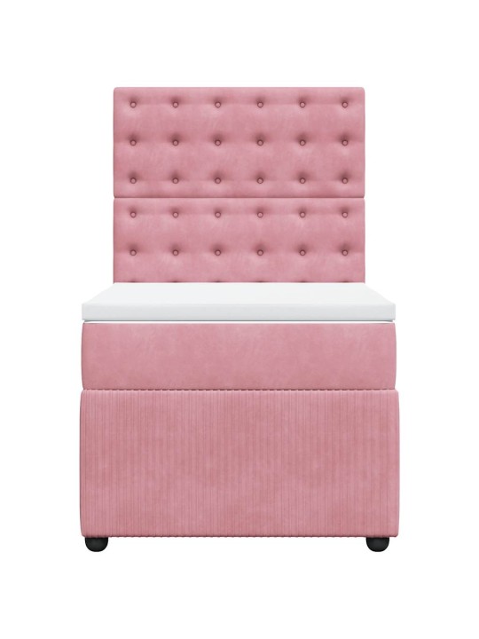 Box spring postel s matrací růžová 100x200 cm samet