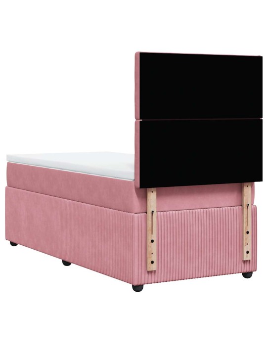 Box spring postel s matrací růžová 100x200 cm samet