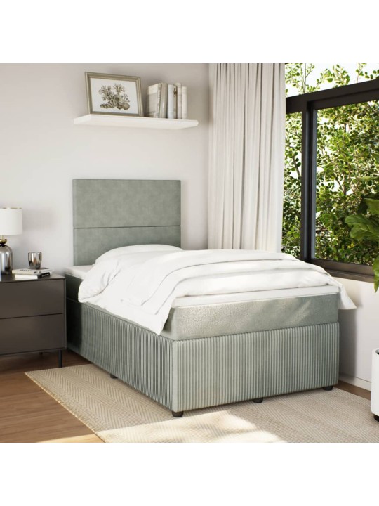 Box spring postel s matrací světle šedá 120x190 cm samet