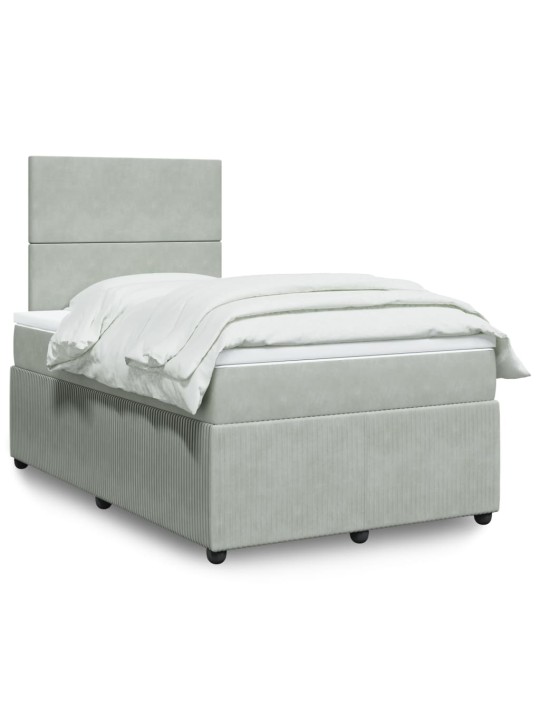Box spring postel s matrací světle šedá 120x190 cm samet