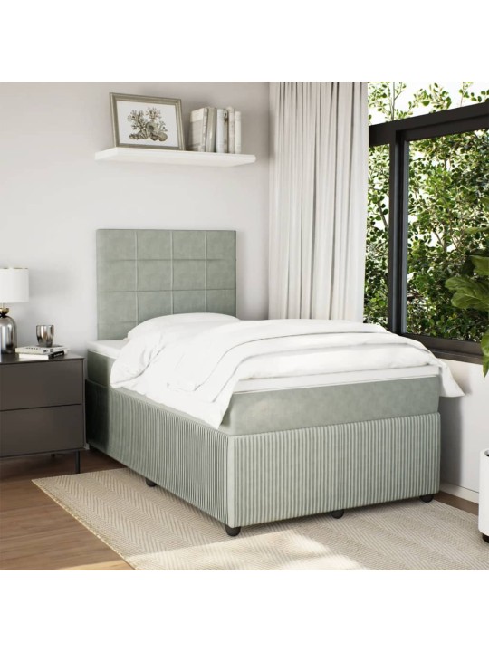 Box spring postel s matrací světle šedá 120x190 cm samet