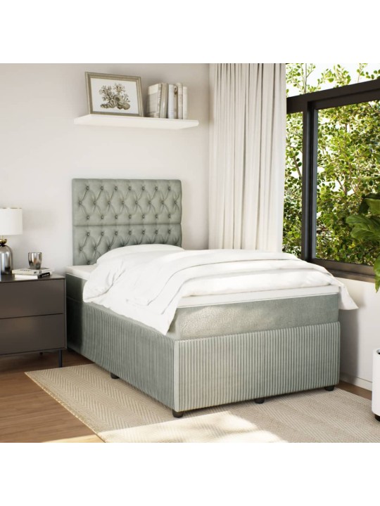 Box spring postel s matrací světle šedá 120x190 cm samet
