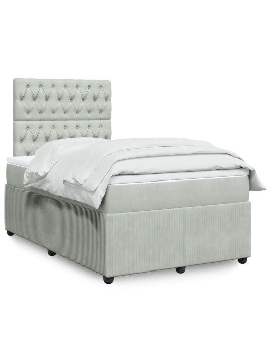 Box spring postel s matrací světle šedá 120x190 cm samet