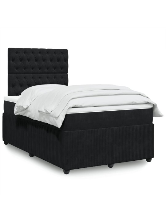 Box spring postel s matrací černá 120 x 190 cm samet