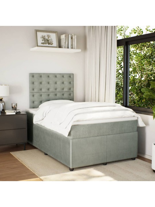 Box spring postel s matrací světle šedá 120x190 cm samet