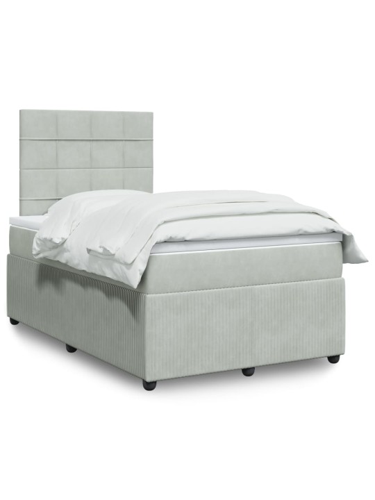 Box spring postel s matrací světle šedá 120 x 200 cm samet