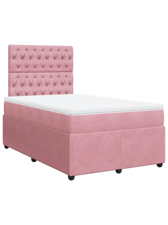 Box spring postel s matrací růžová 120 x 200 cm samet