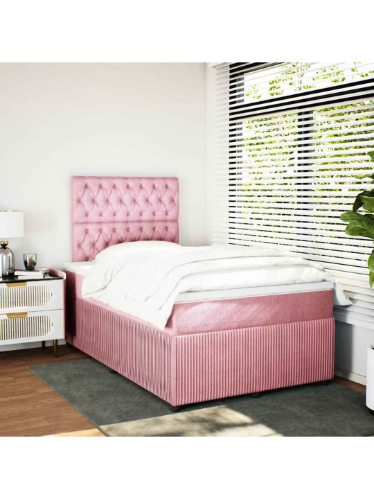 Box spring postel s matrací růžová 120 x 200 cm samet
