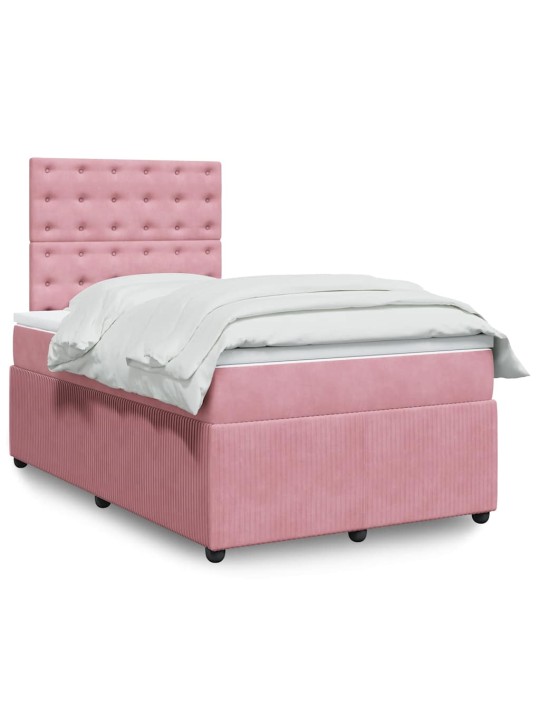Box spring postel s matrací růžová 120 x 200 cm samet