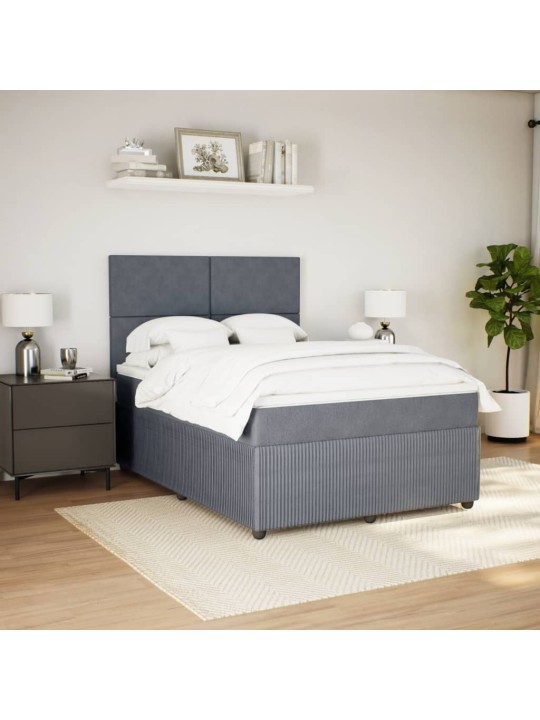 Box spring postel s matrací tmavě šedý 140 x 190 cm samet
