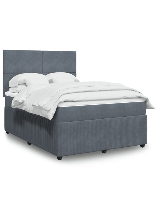 Box spring postel s matrací tmavě šedý 140 x 190 cm samet