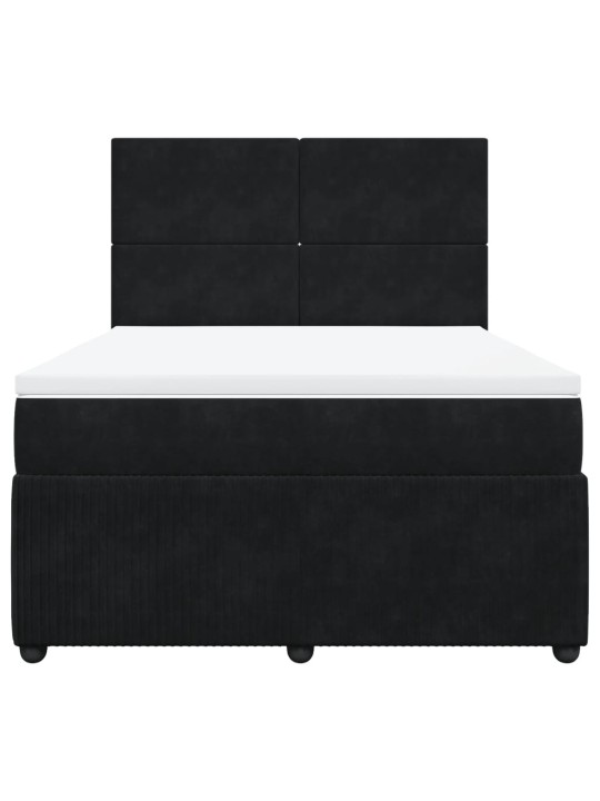Box spring postel s matrací černá 140 x 190 cm samet