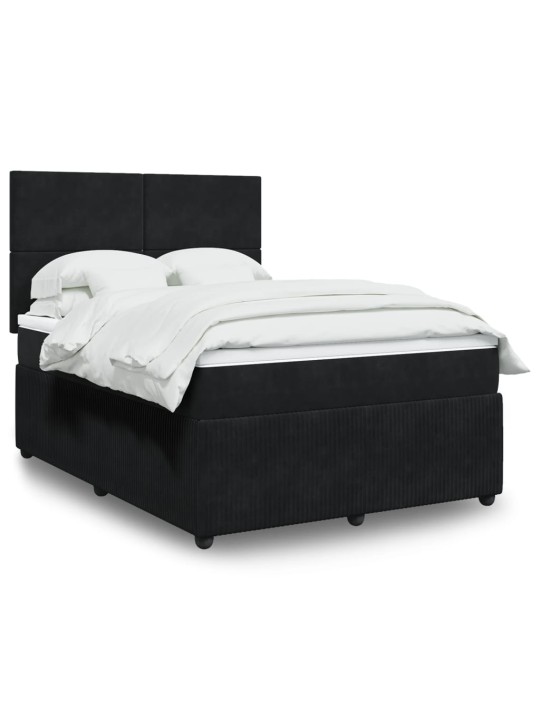 Box spring postel s matrací černá 140 x 190 cm samet