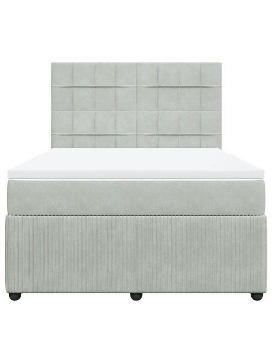 Box spring postel s matrací světle šedá 140x190 cm samet
