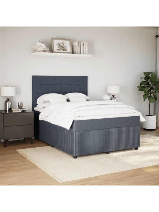 Box spring postel s matrací tmavě šedý 140 x 190 cm samet