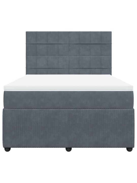 Box spring postel s matrací tmavě šedý 140 x 190 cm samet