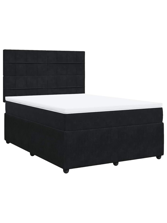Box spring postel s matrací černá 140 x 190 cm samet