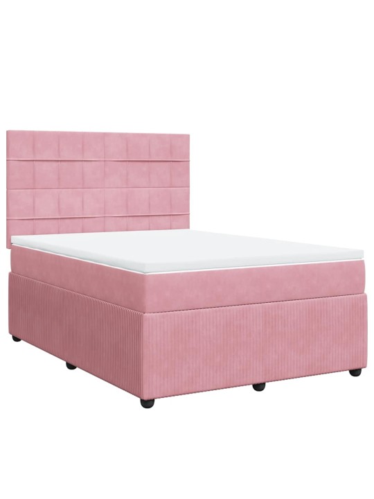 Box spring postel s matrací růžová 140x190 cm samet