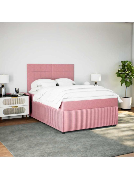 Box spring postel s matrací růžová 140x190 cm samet
