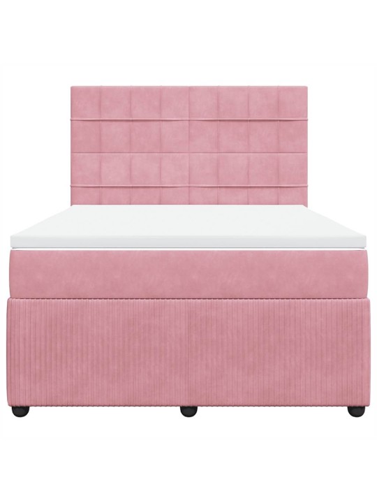 Box spring postel s matrací růžová 140x190 cm samet