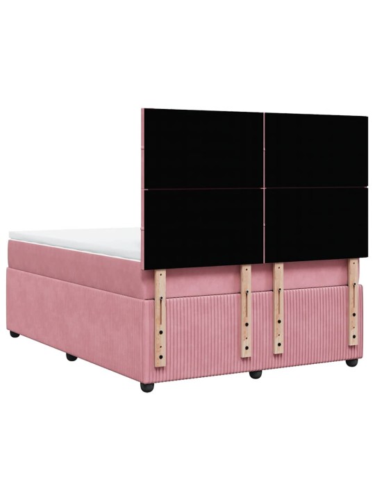 Box spring postel s matrací růžová 140x190 cm samet
